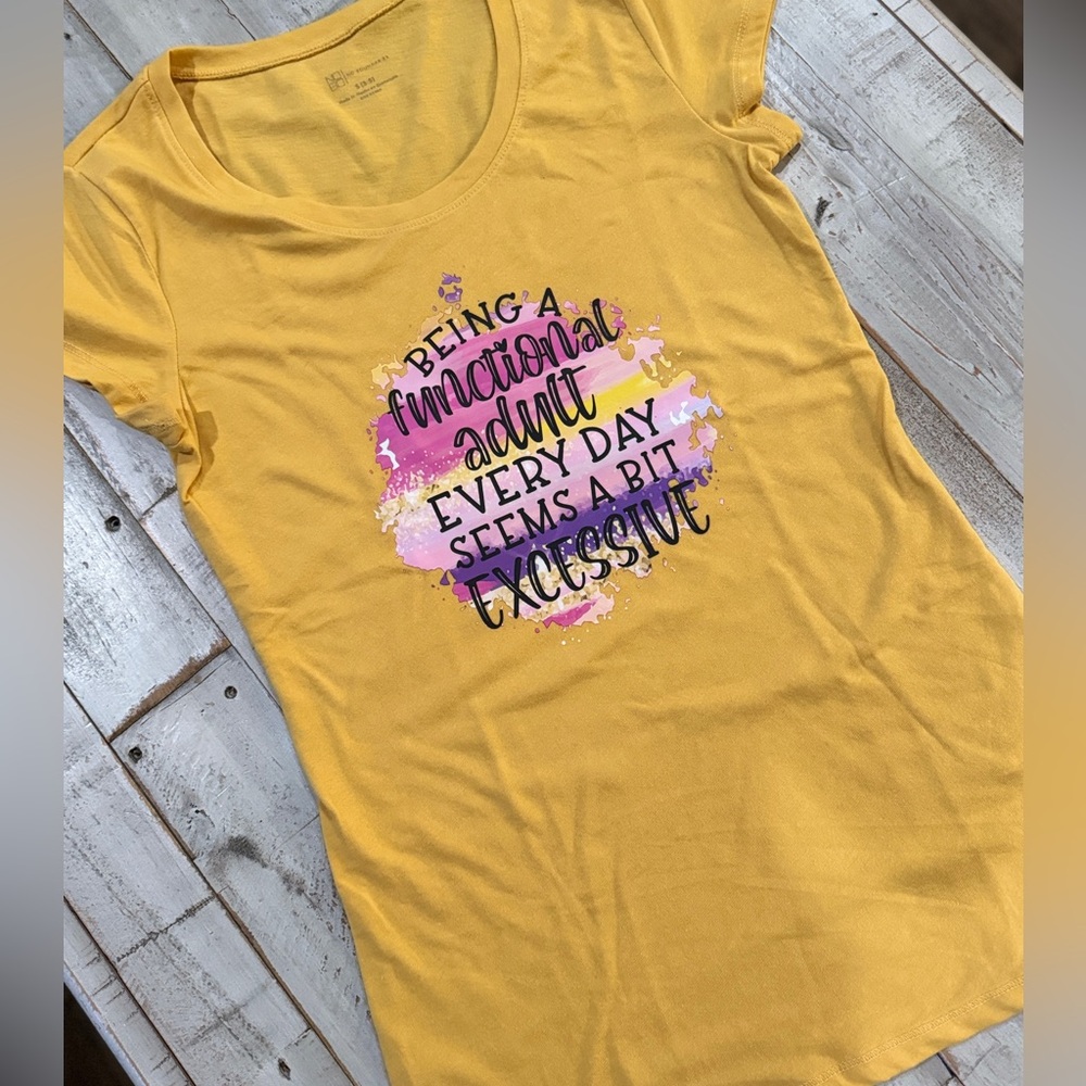 No Boundaries, small s/s, yellow tee (w/ colorful front print).